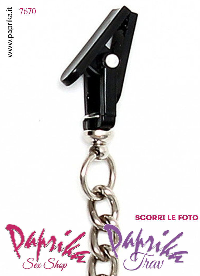 Pinzette Plastica Strette Capezzoli Bdsm Fetish Unisex Catena Metallo