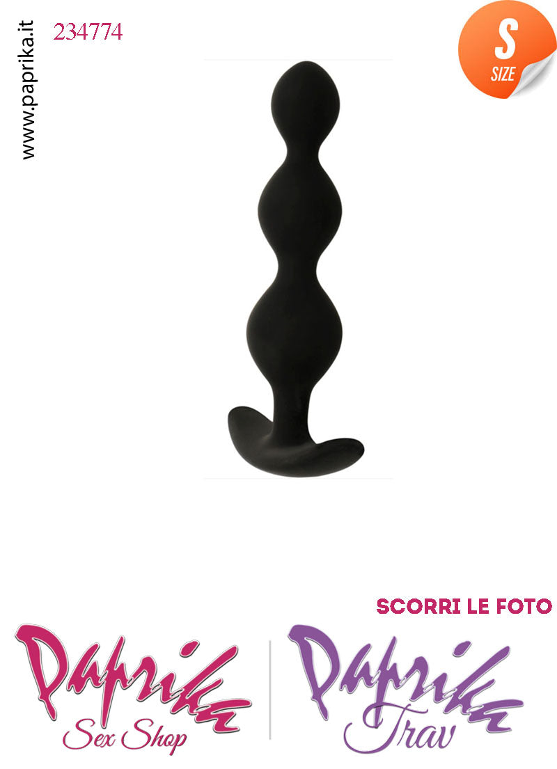 Plug Anale Small 3 Palline Silicone Non Vibrante 10 cm Ø 18/21/24 Base Curva