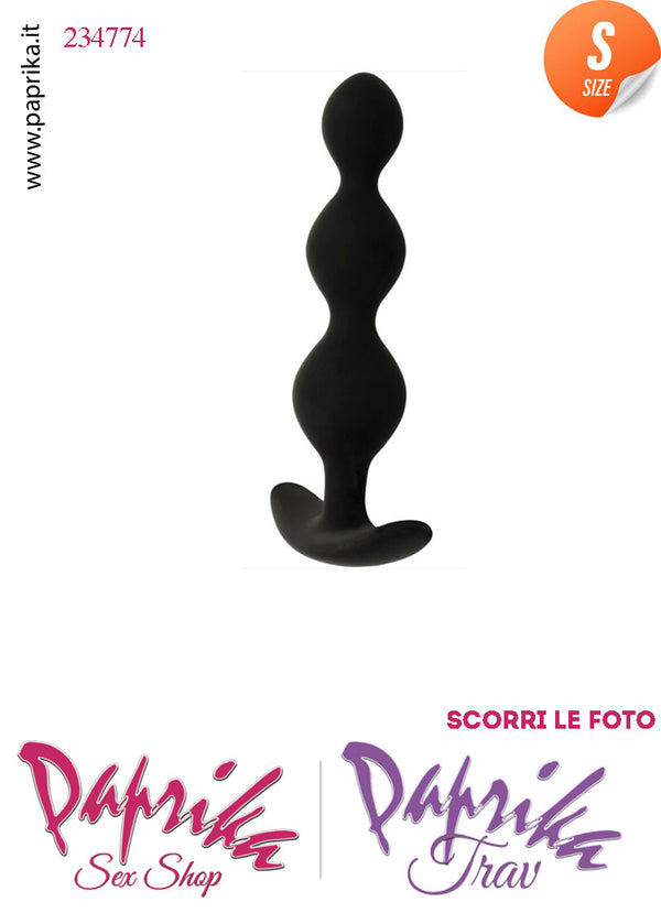 Plug Anale Small 3 Palline Silicone Non Vibrante 10 cm Ø 18/21/24 Base Curva