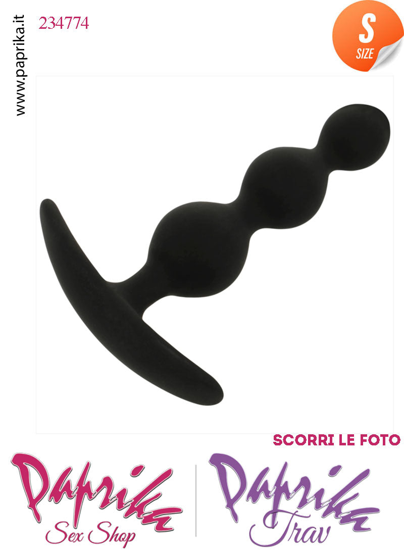 Plug Anale Small 3 Palline Silicone Non Vibrante 10 cm Ø 18/21/24 Base Curva