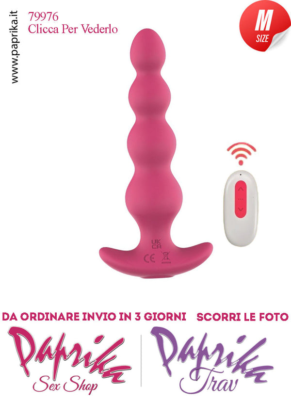 Plug 4 Palline Anali Telecomandato Vibrante Base Curva 12 cm Ø 30 Silicone Fucsia