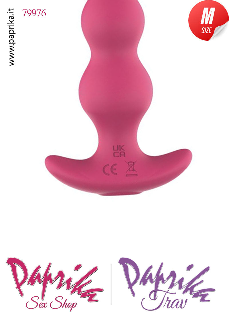 Plug 4 Palline Anali Telecomandato Vibrante Base Curva 12 cm Ø 30 Silicone Fucsia