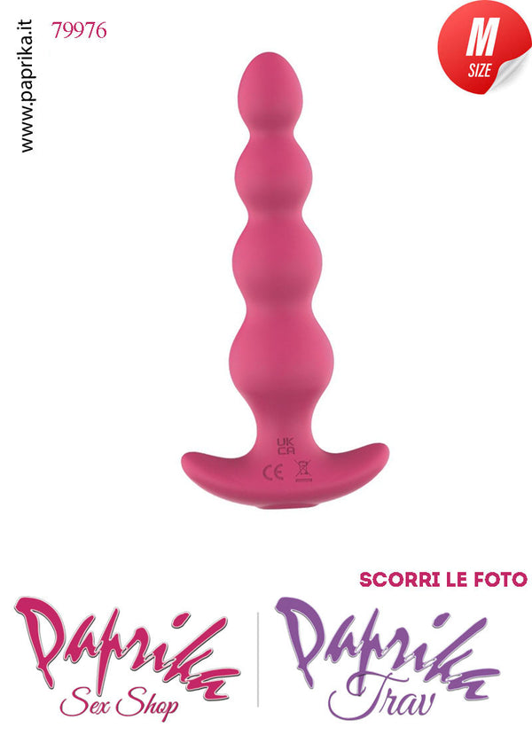 Plug 4 Palline Anali Telecomandato Vibrante Base Curva 12 cm Ø 30 Silicone Fucsia