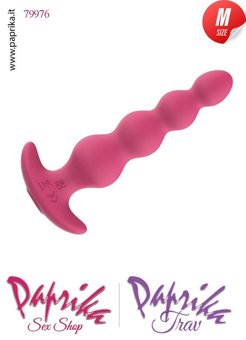 Plug 4 Palline Anali Telecomandato Vibrante Base Curva 12 cm Ø 30 Silicone Fucsia