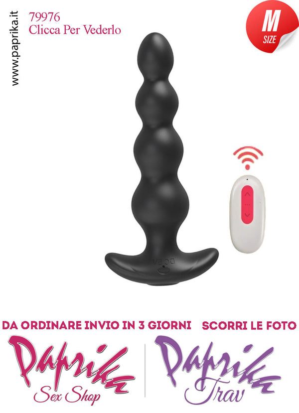 Plug Nero 4 Palline Anali Telecomandato Vibrante Base Curva 12 cm Ø 30 Silicone