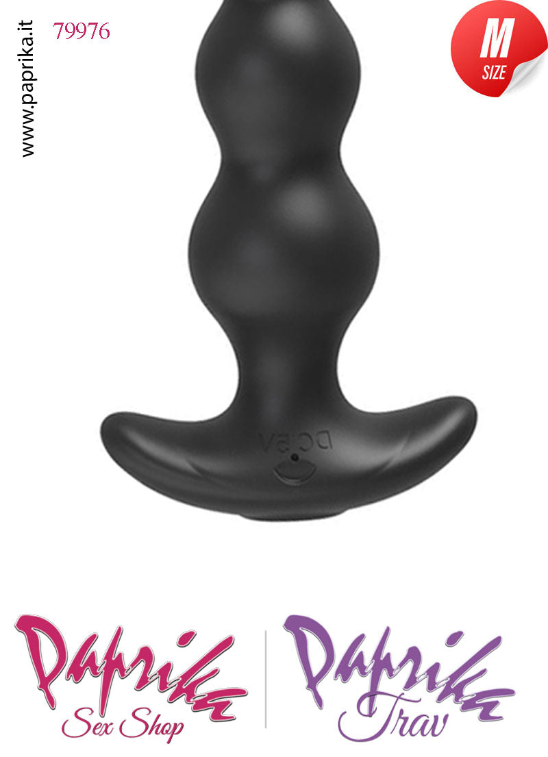 Plug Nero 4 Palline Anali Telecomandato Vibrante Base Curva 12 cm Ø 30 Silicone