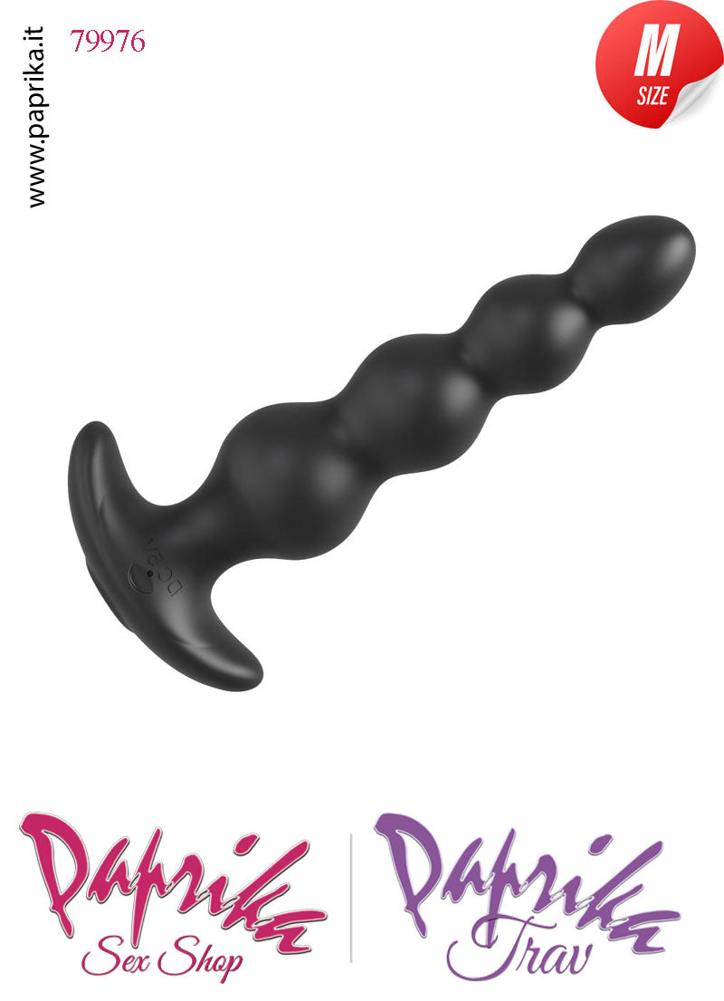 Plug Nero 4 Palline Anali Telecomandato Vibrante Base Curva 12 cm Ø 30 Silicone