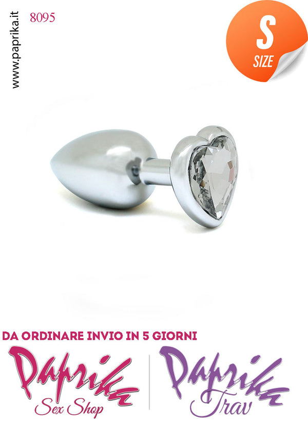 Plug Anale Unisex Small Acciaio Pesante Gioiello Cristallo Forma Cuore