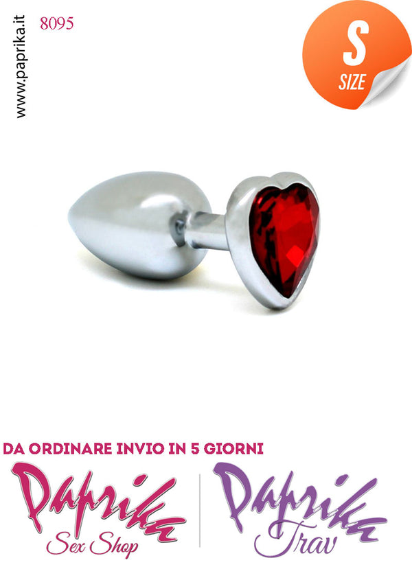 Plug Anale Unisex Small Acciaio Pesante Gioiello Cristallo Forma Cuore