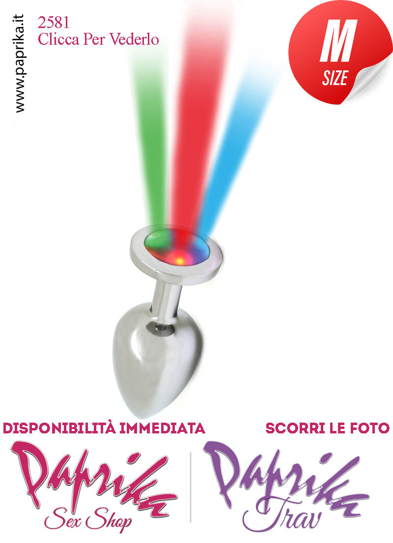Plug Anale Non Vibrante Silicone Luci Led Intermittenti 8 cm Ø 33 Alluminio