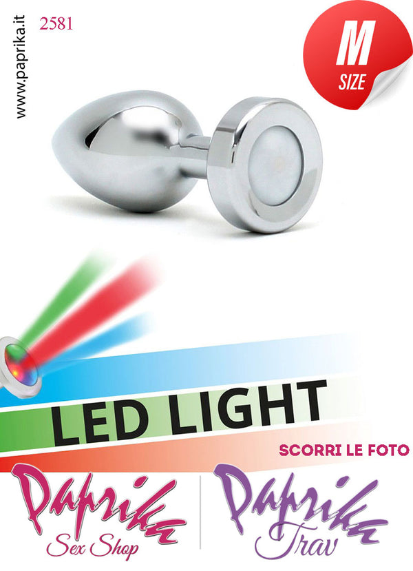 Plug Anale Non Vibrante Silicone Luci Led Intermittenti 8 cm Ø 33 Alluminio