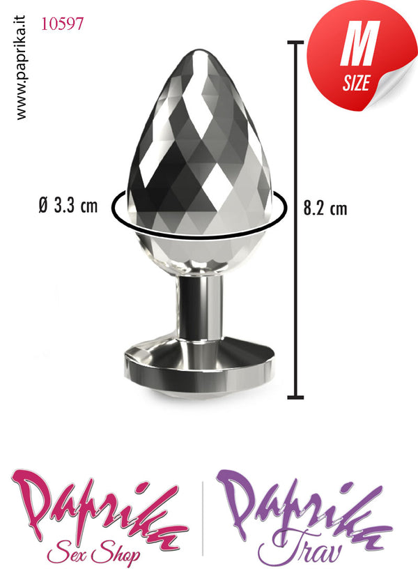 Rosebud Plug Anale Medium Unisex Alluminio Sfaccettato Gioiello 8 cm Ø 33