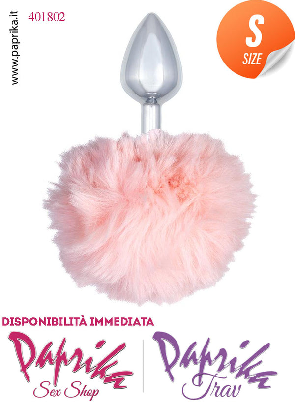 Plug Anale Piccolo Alluminio Leggero 7 cm Ø 28 Coda Pon Pon