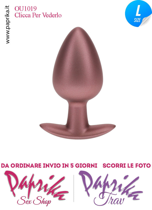 Plug Anale Corto Large 9 cm Ø 40 Silicone Bronzo Base Curva Non Vibrante