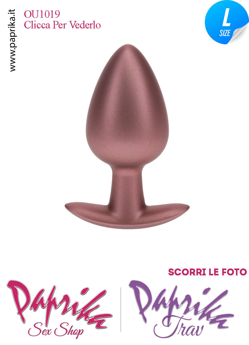 Plug Anale Corto Large 9 cm Ø 40 Silicone Bronzo Base Curva Non Vibrante