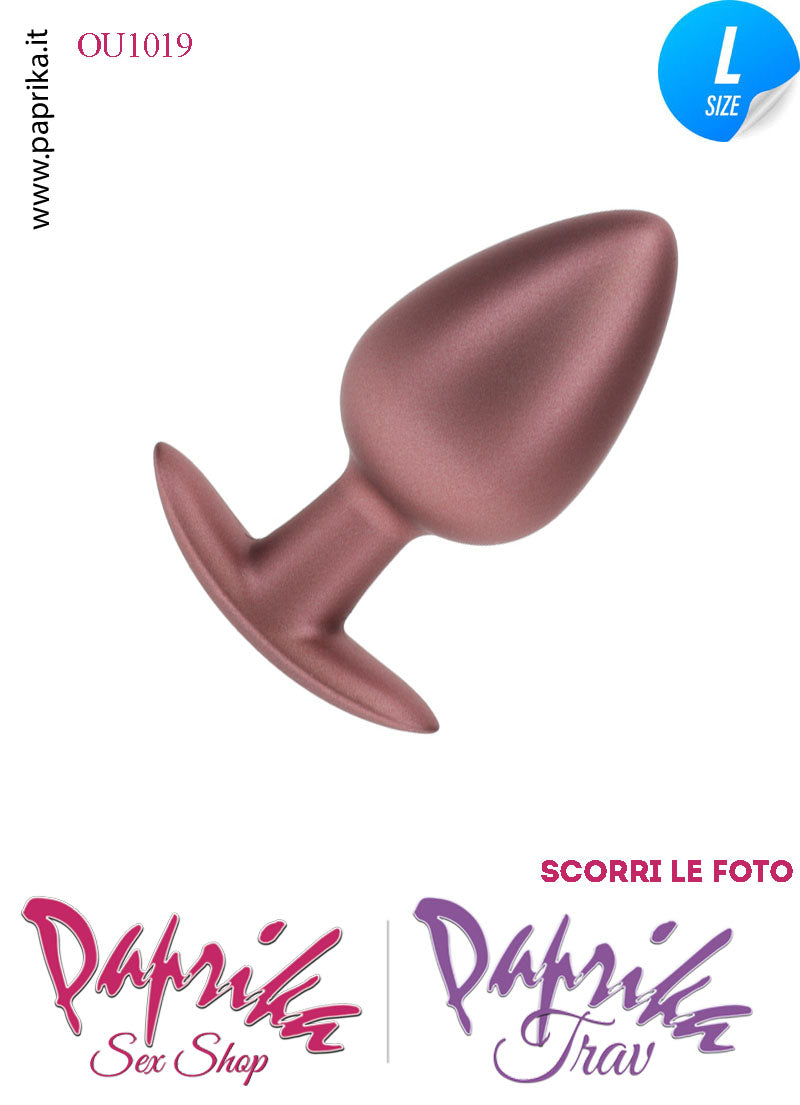 Plug Anale Corto Large 9 cm Ø 40 Silicone Bronzo Base Curva Non Vibrante