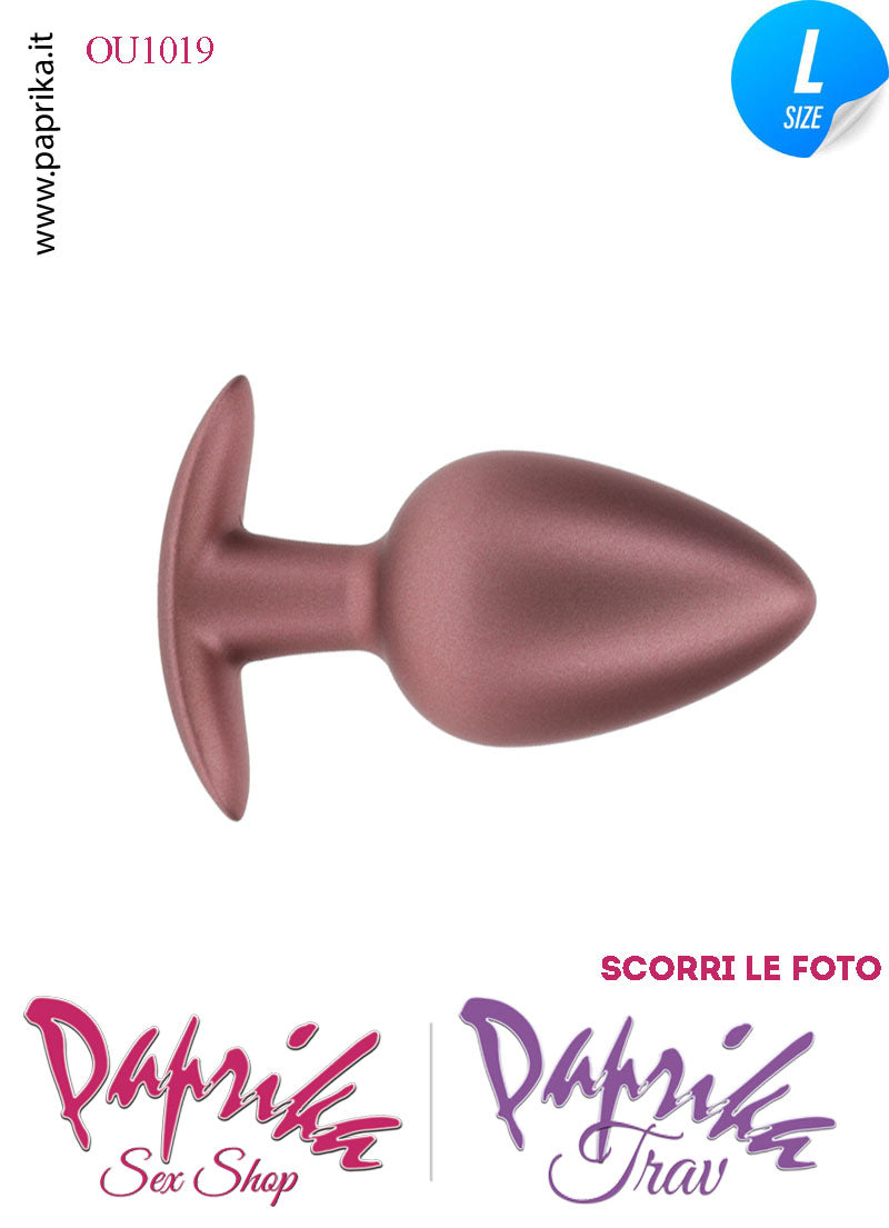 Plug Anale Corto Large 9 cm Ø 40 Silicone Bronzo Base Curva Non Vibrante