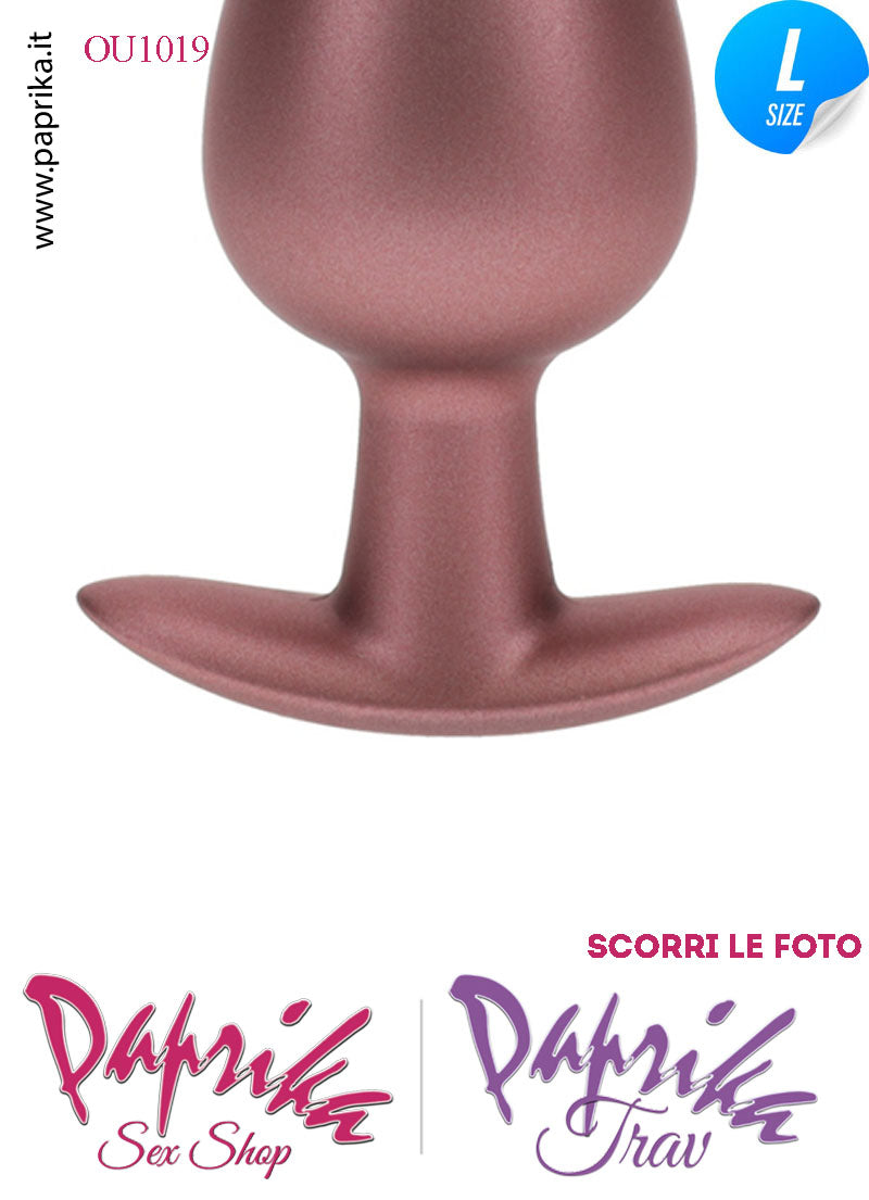 Plug Anale Corto Large 9 cm Ø 40 Silicone Bronzo Base Curva Non Vibrante