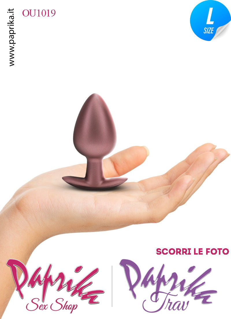 Plug Anale Corto Large 9 cm Ø 40 Silicone Bronzo Base Curva Non Vibrante