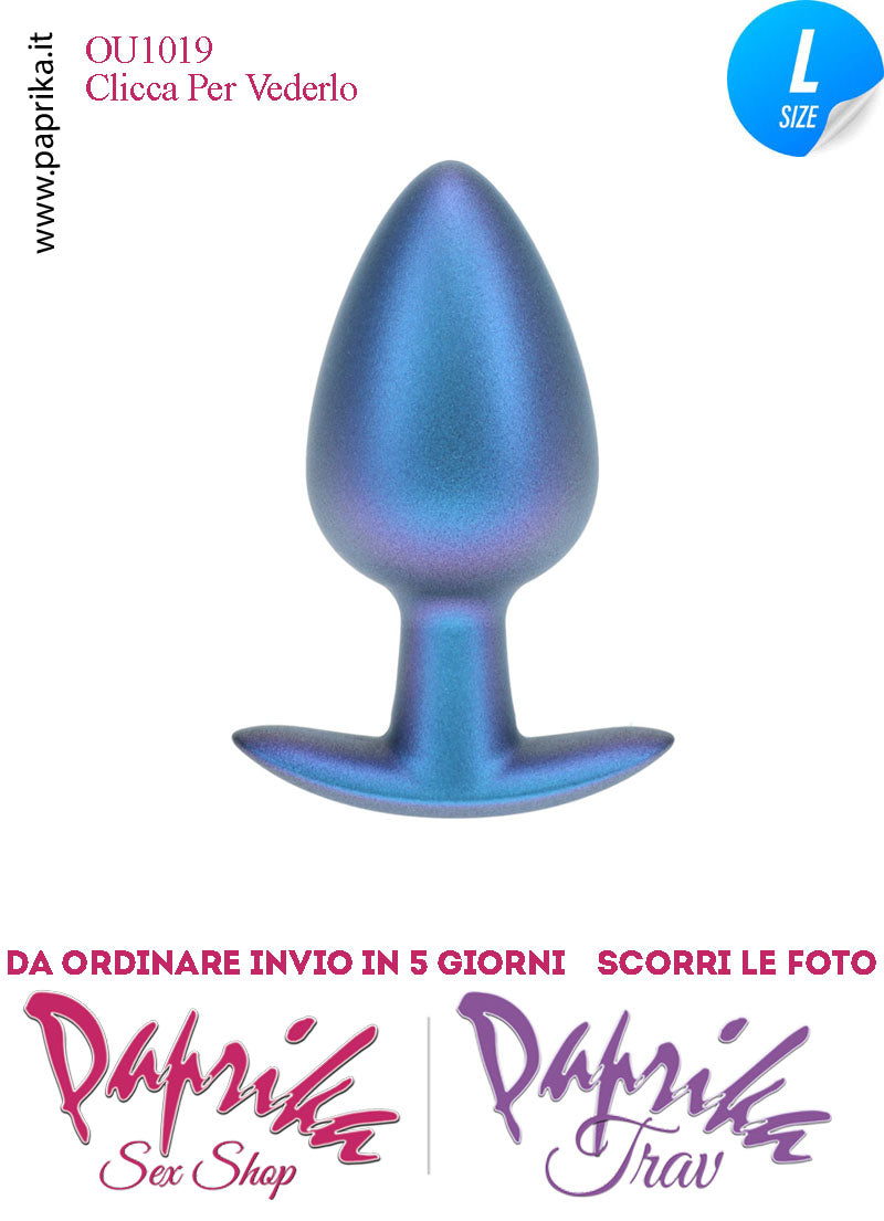 Plug Anale Corto Large 9 cm Ø 40 Silicone Blu Base Curva Non Vibrante