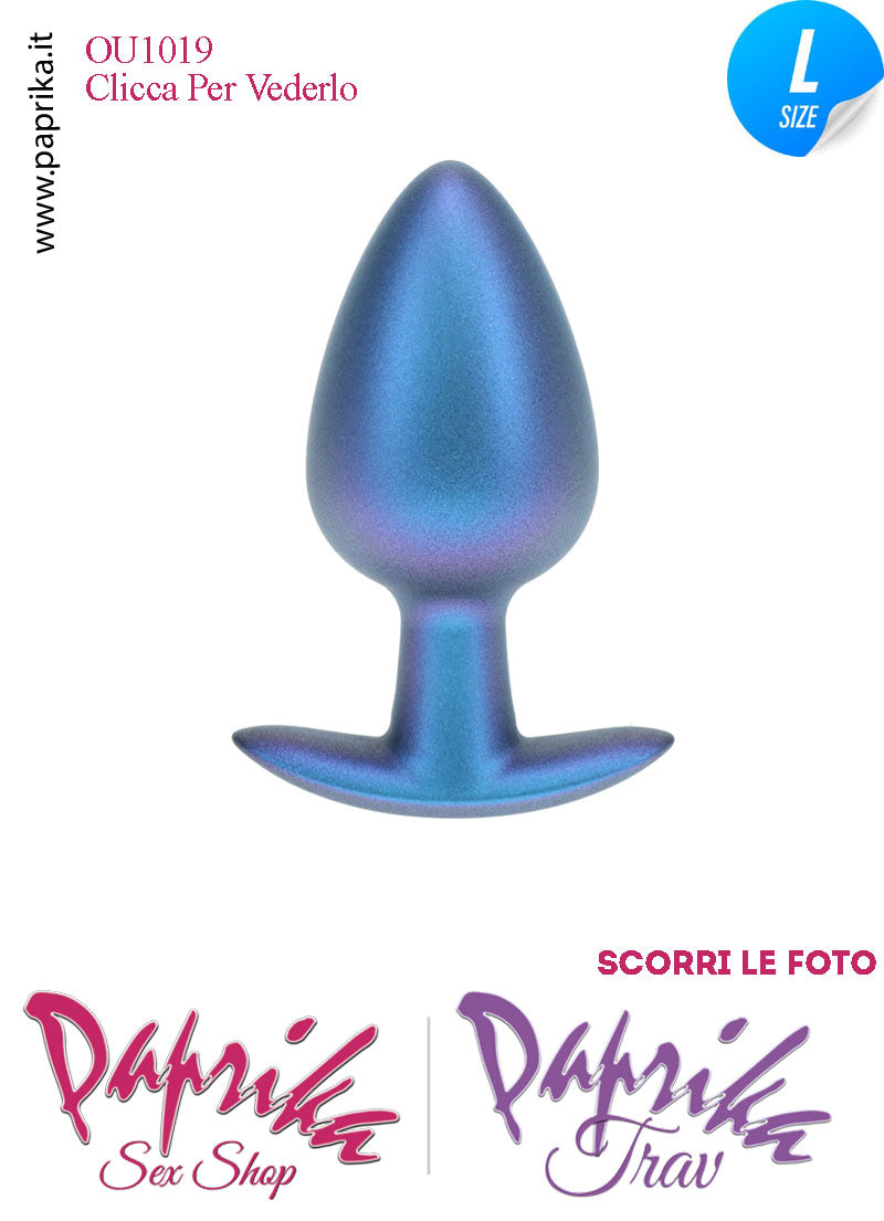 Plug Anale Corto Large 9 cm Ø 40 Silicone Blu Base Curva Non Vibrante
