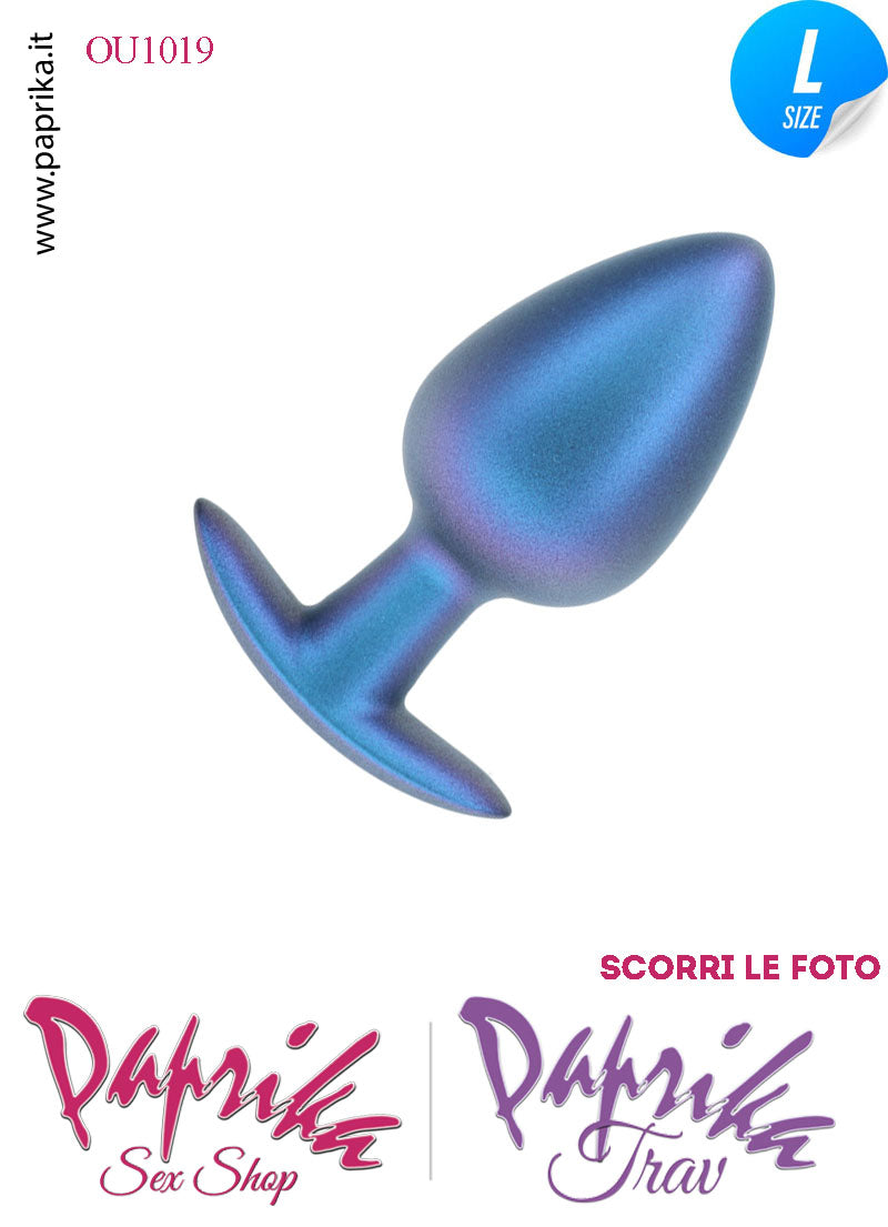 Plug Anale Corto Large 9 cm Ø 40 Silicone Blu Base Curva Non Vibrante