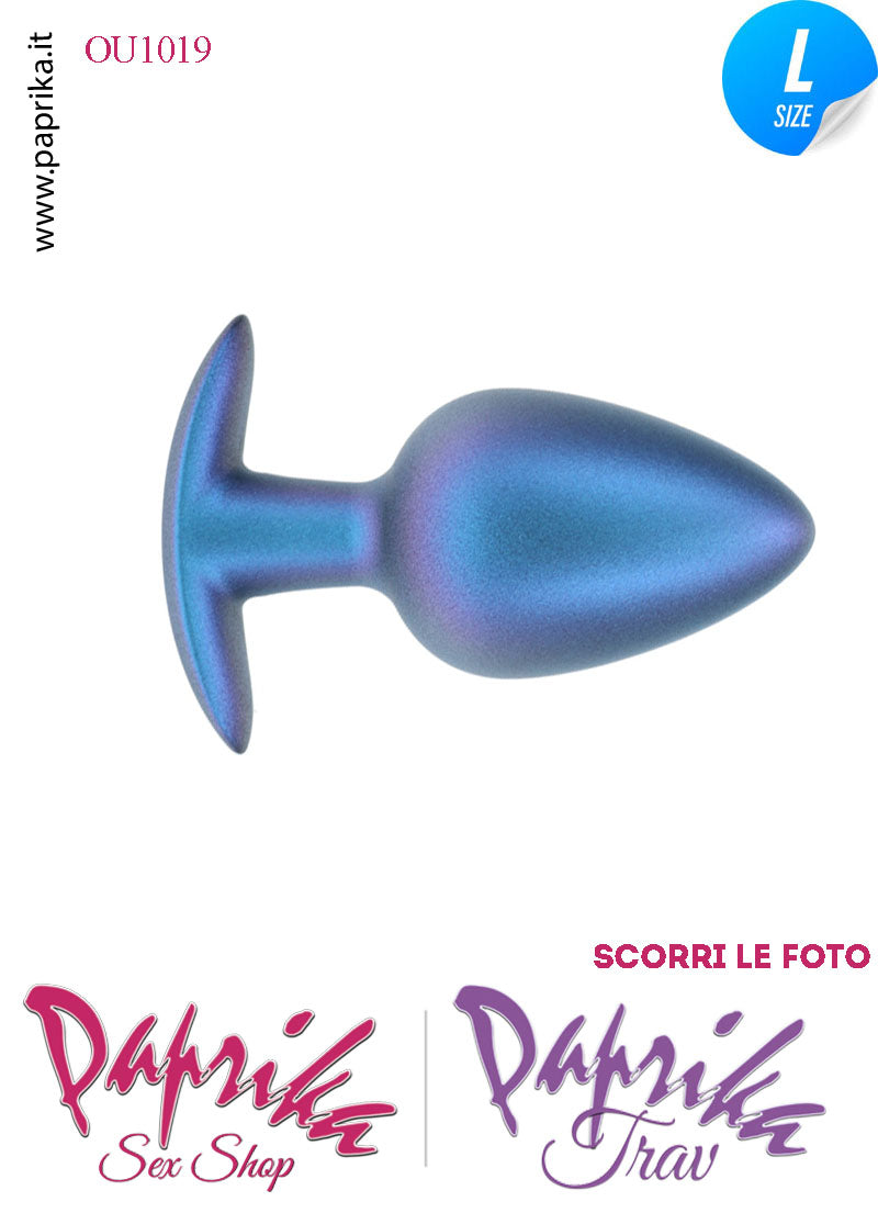 Plug Anale Corto Large 9 cm Ø 40 Silicone Blu Base Curva Non Vibrante