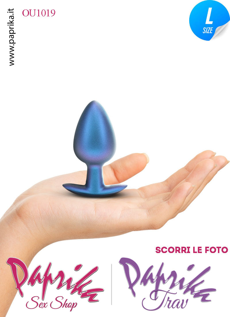 Plug Anale Corto Large 9 cm Ø 40 Silicone Blu Base Curva Non Vibrante