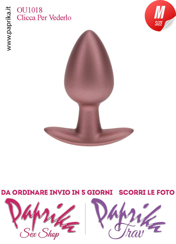 Plug Anale Corto Medium 8 cm Ø 34 Silicone Bronzo Base Curva Non Vibrante