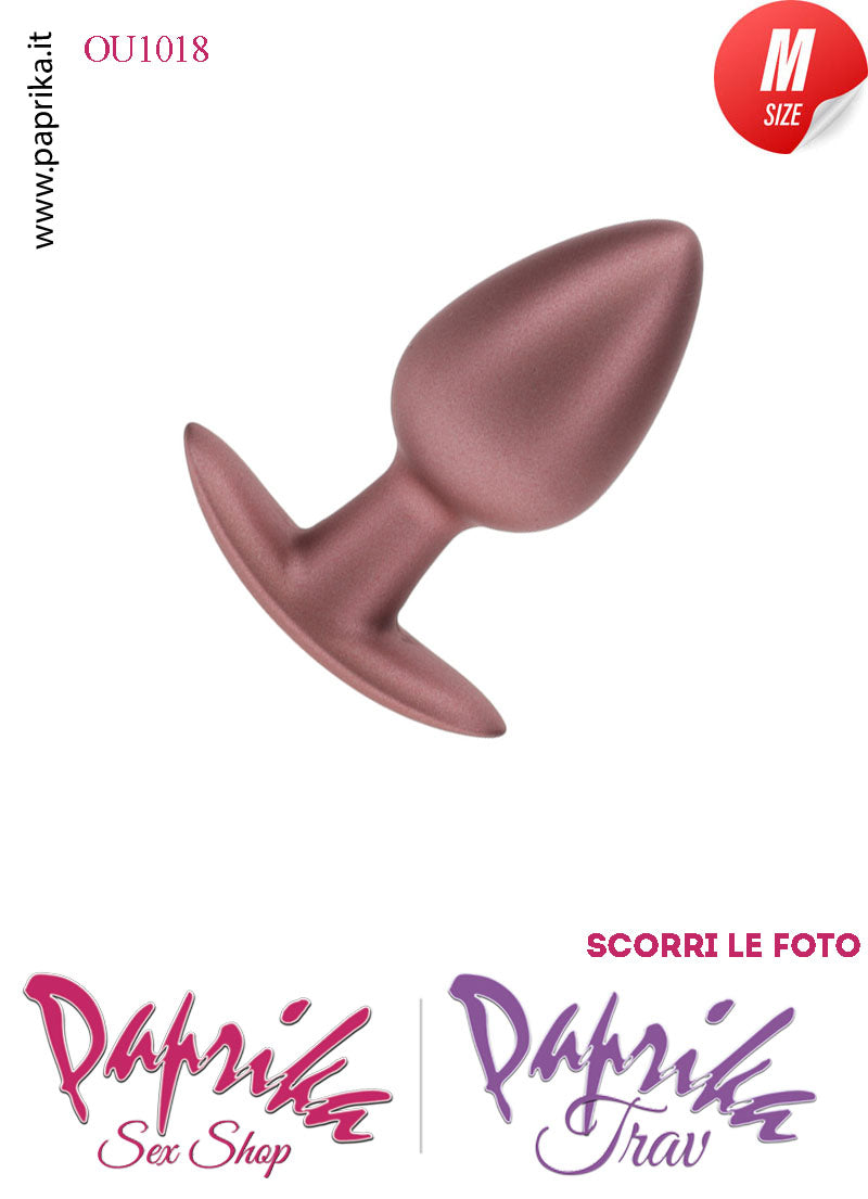 Plug Anale Corto Medium 8 cm Ø 34 Silicone Bronzo Base Curva Non Vibrante