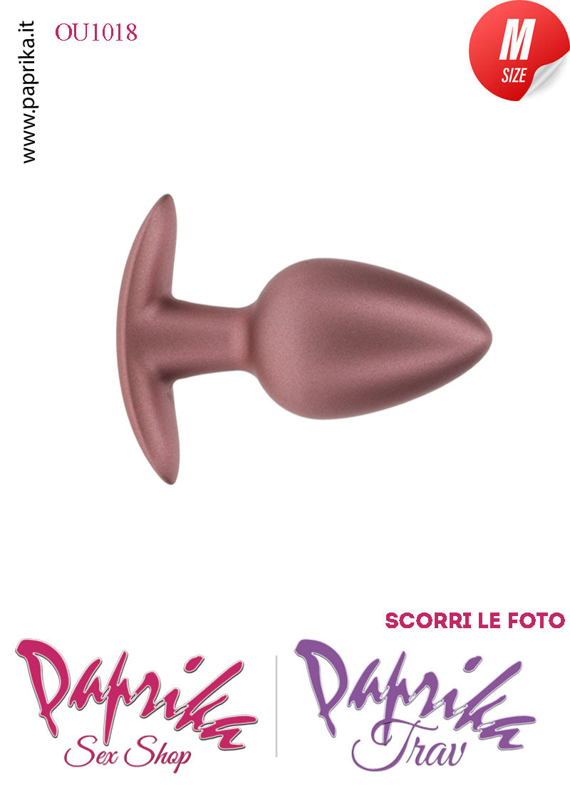 Plug Anale Corto Medium 8 cm Ø 34 Silicone Bronzo Base Curva Non Vibrante