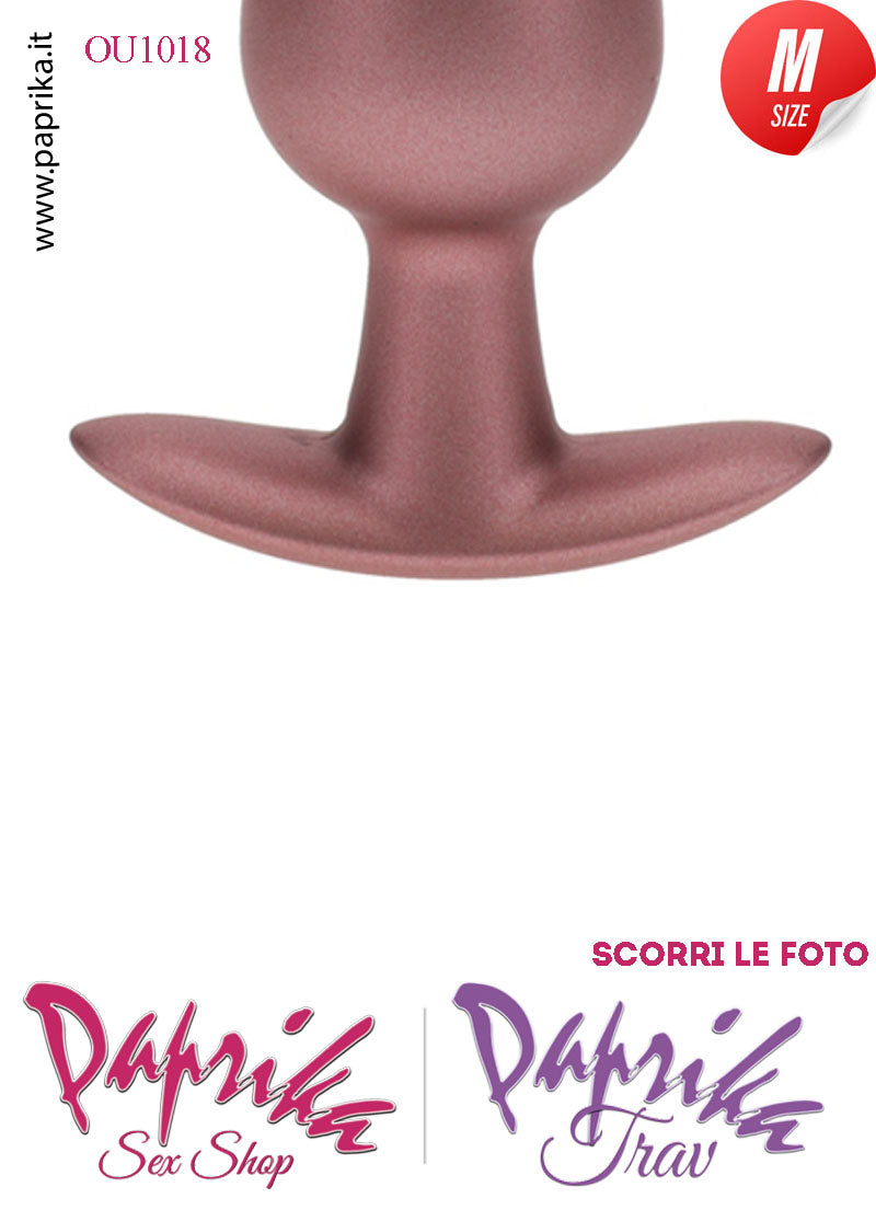 Plug Anale Corto Medium 8 cm Ø 34 Silicone Bronzo Base Curva Non Vibrante