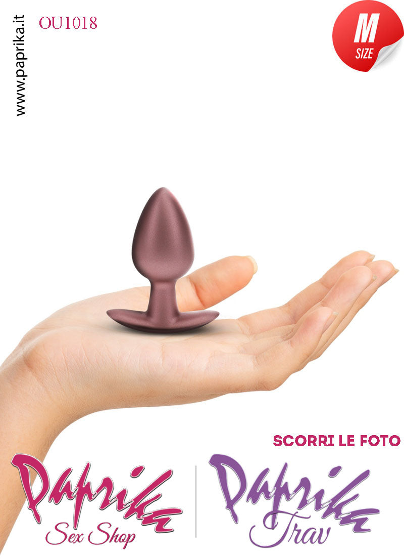 Plug Anale Corto Medium 8 cm Ø 34 Silicone Bronzo Base Curva Non Vibrante