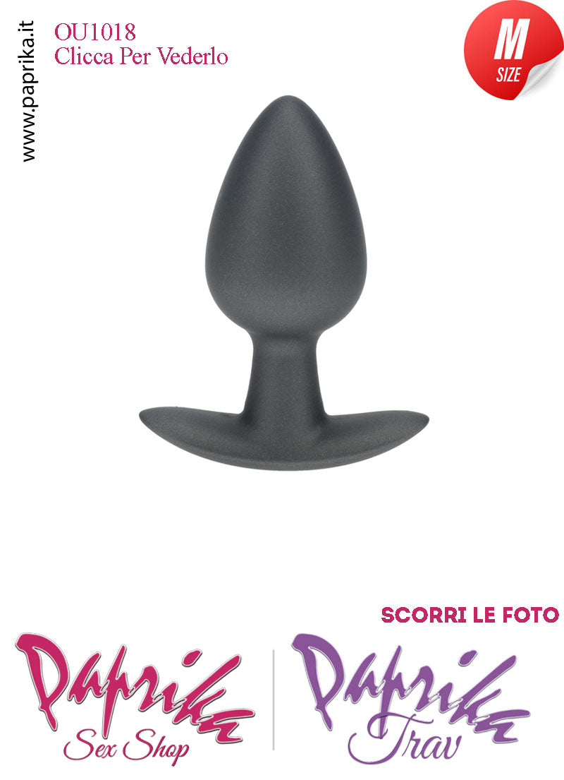 Plug Anale Corto Medium 8 cm Ø 34 Silicone Nero Base Curva Non Vibrante