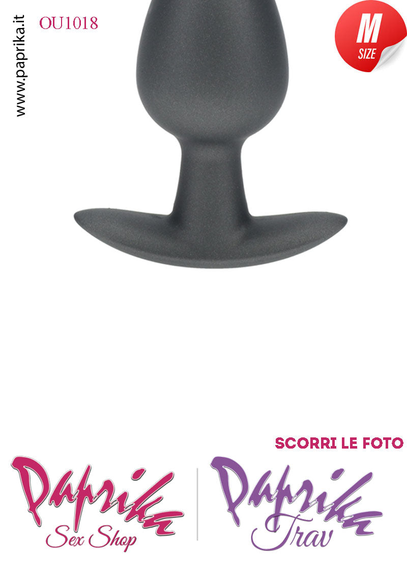 Plug Anale Corto Medium 8 cm Ø 34 Silicone Nero Base Curva Non Vibrante