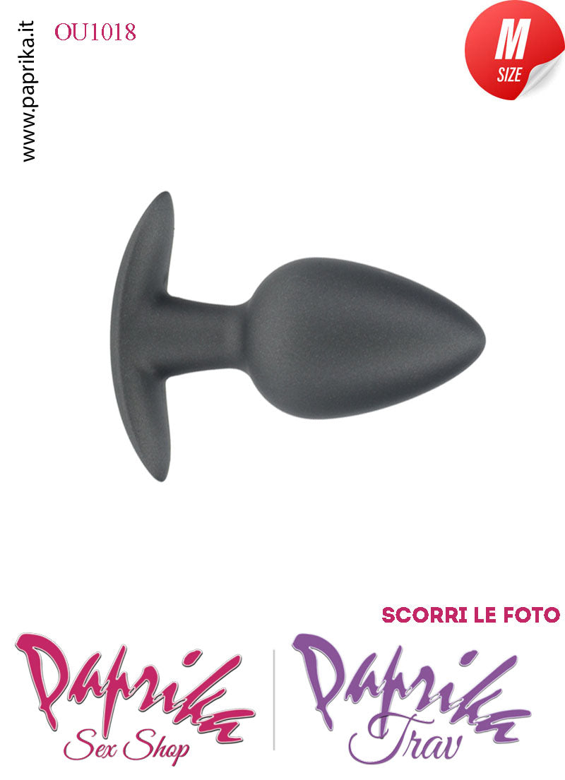 Plug Anale Corto Medium 8 cm Ø 34 Silicone Nero Base Curva Non Vibrante
