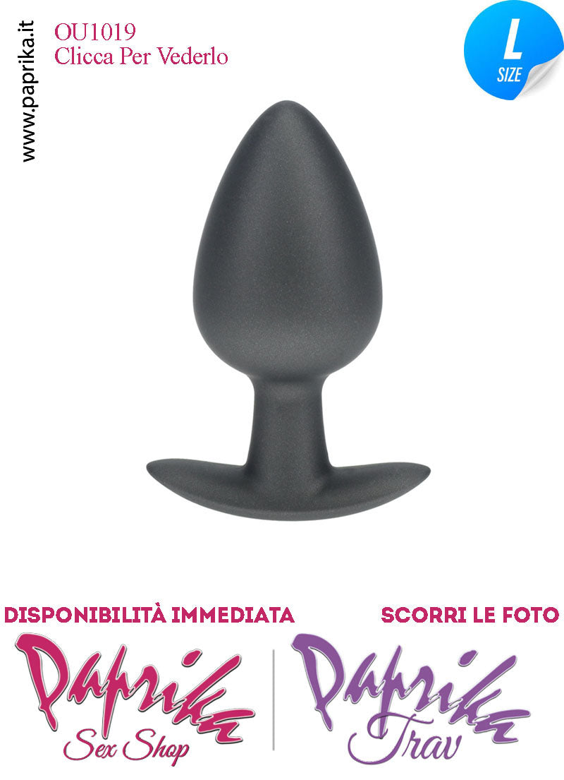 Plug Anale Corto Large 9 cm Ø 40 Silicone Nero Base Curva Non Vibrante