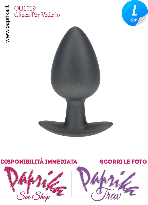 Plug Anale Corto Large 9 cm Ø 40 Silicone Nero Base Curva Non Vibrante