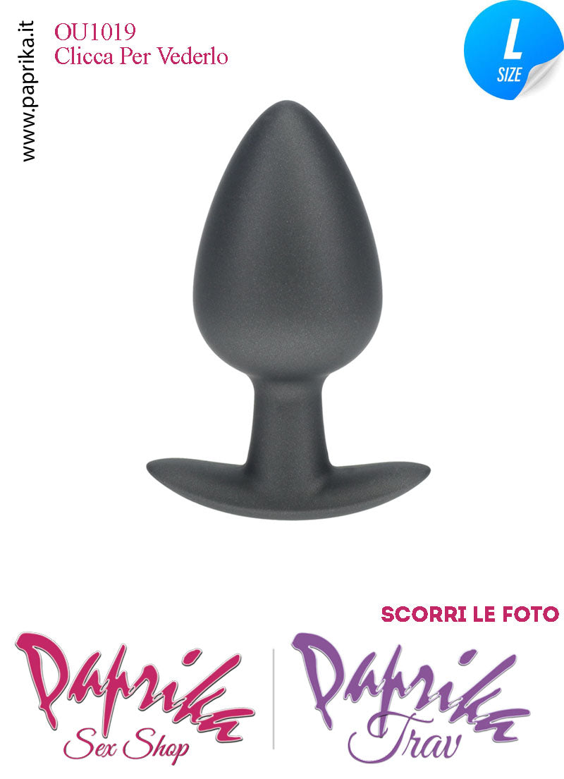 Plug Anale Corto Large 9 cm Ø 40 Silicone Nero Base Curva Non Vibrante