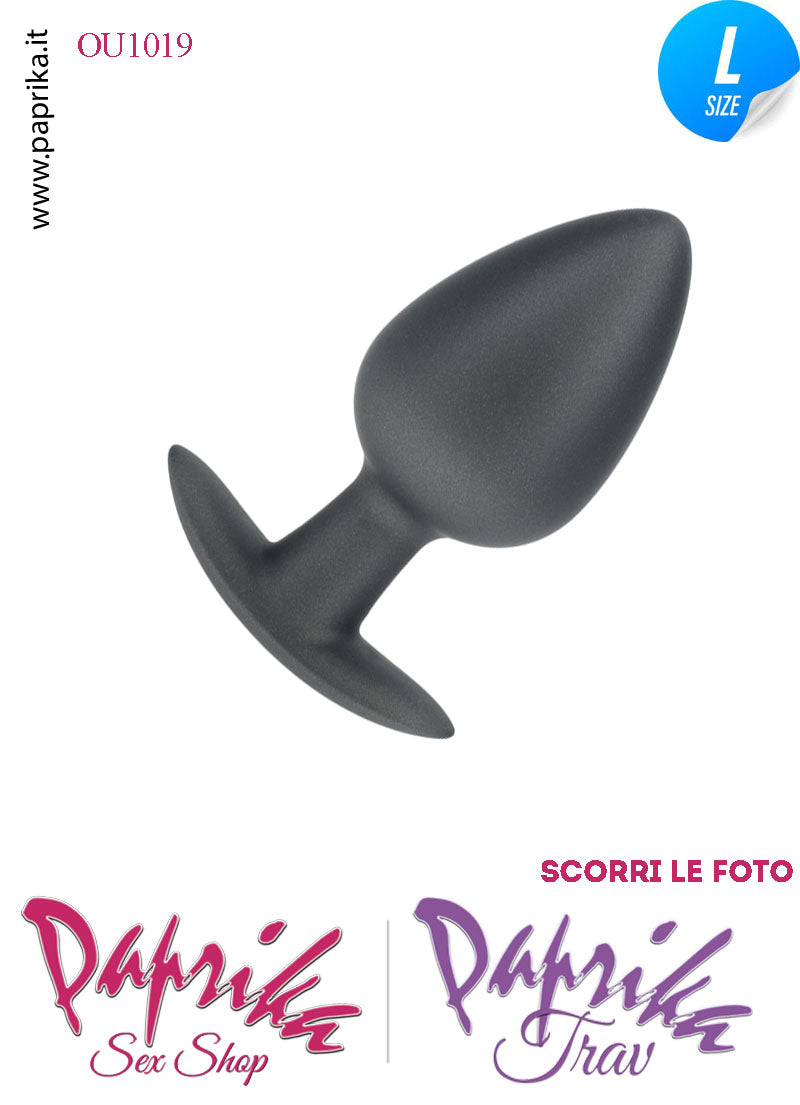 Plug Anale Corto Large 9 cm Ø 40 Silicone Nero Base Curva Non Vibrante
