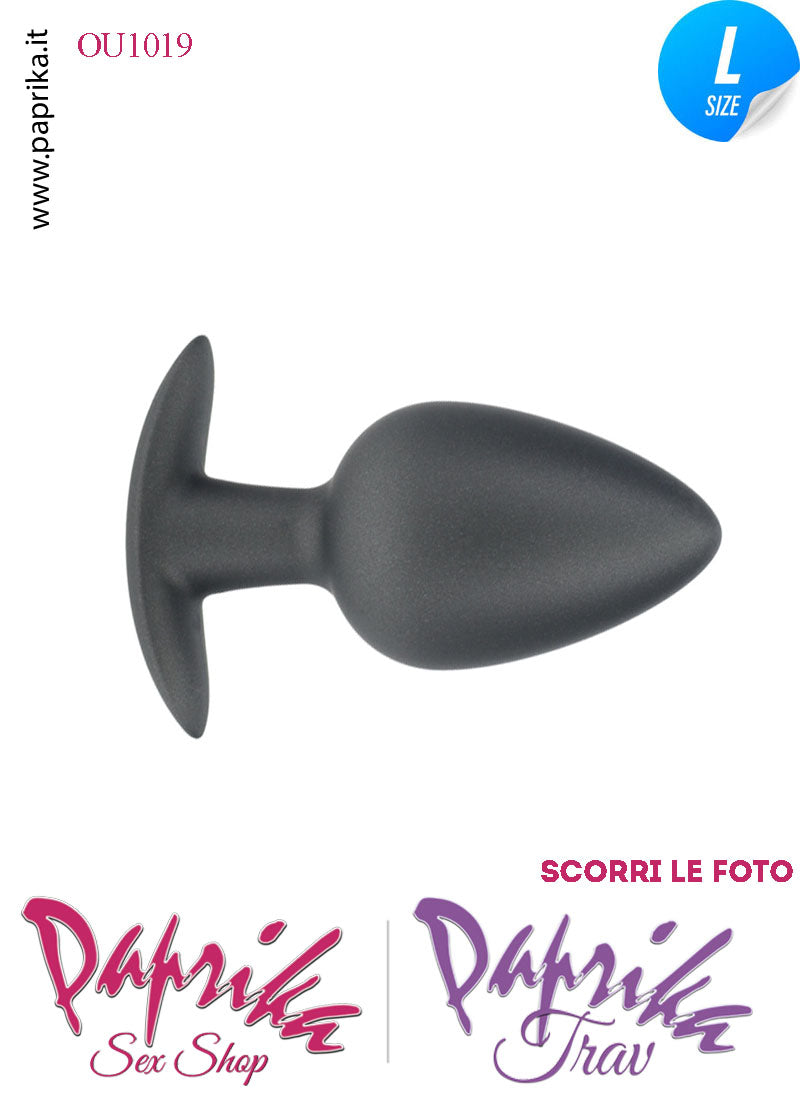 Plug Anale Corto Large 9 cm Ø 40 Silicone Nero Base Curva Non Vibrante