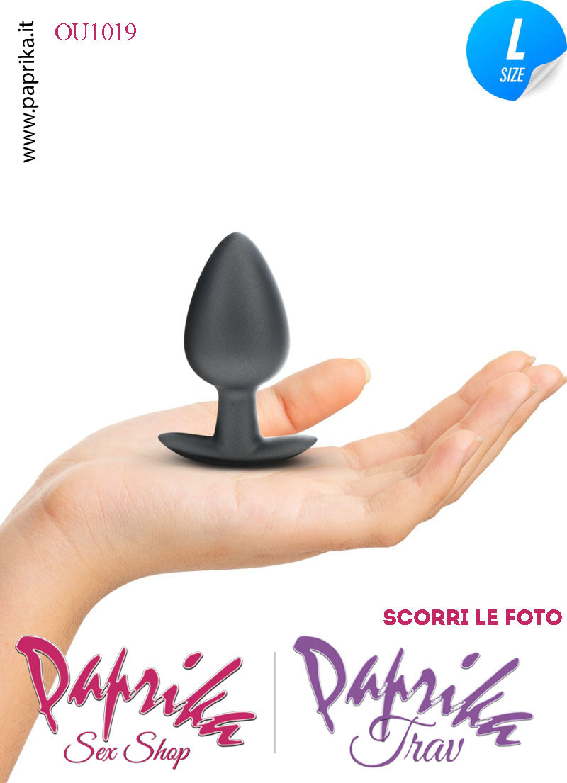 Plug Anale Corto Large 9 cm Ø 40 Silicone Nero Base Curva Non Vibrante
