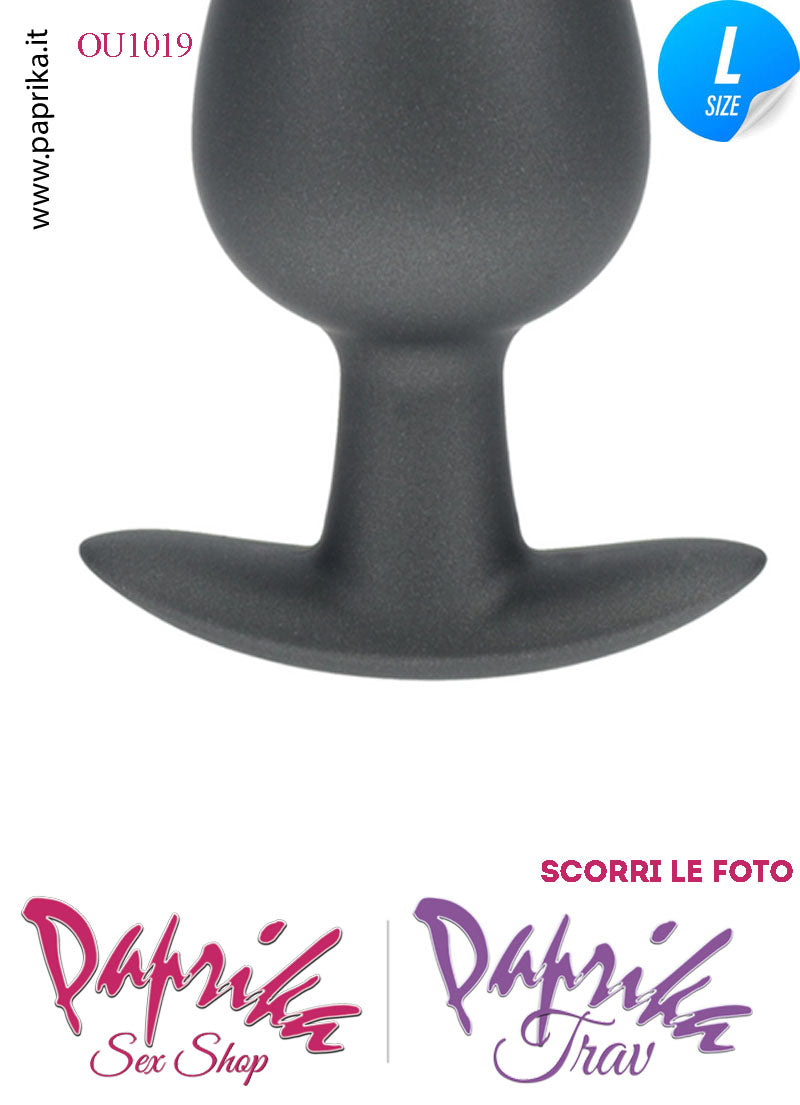 Plug Anale Corto Large 9 cm Ø 40 Silicone Nero Base Curva Non Vibrante