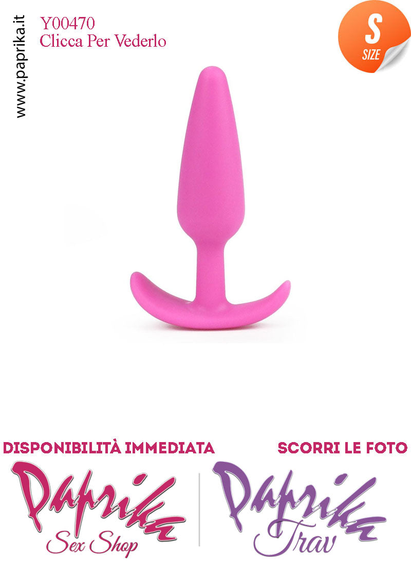 Plug Anale Rosa Small 10 cm Ø 25 Silicone Base Curva Non Vibrante