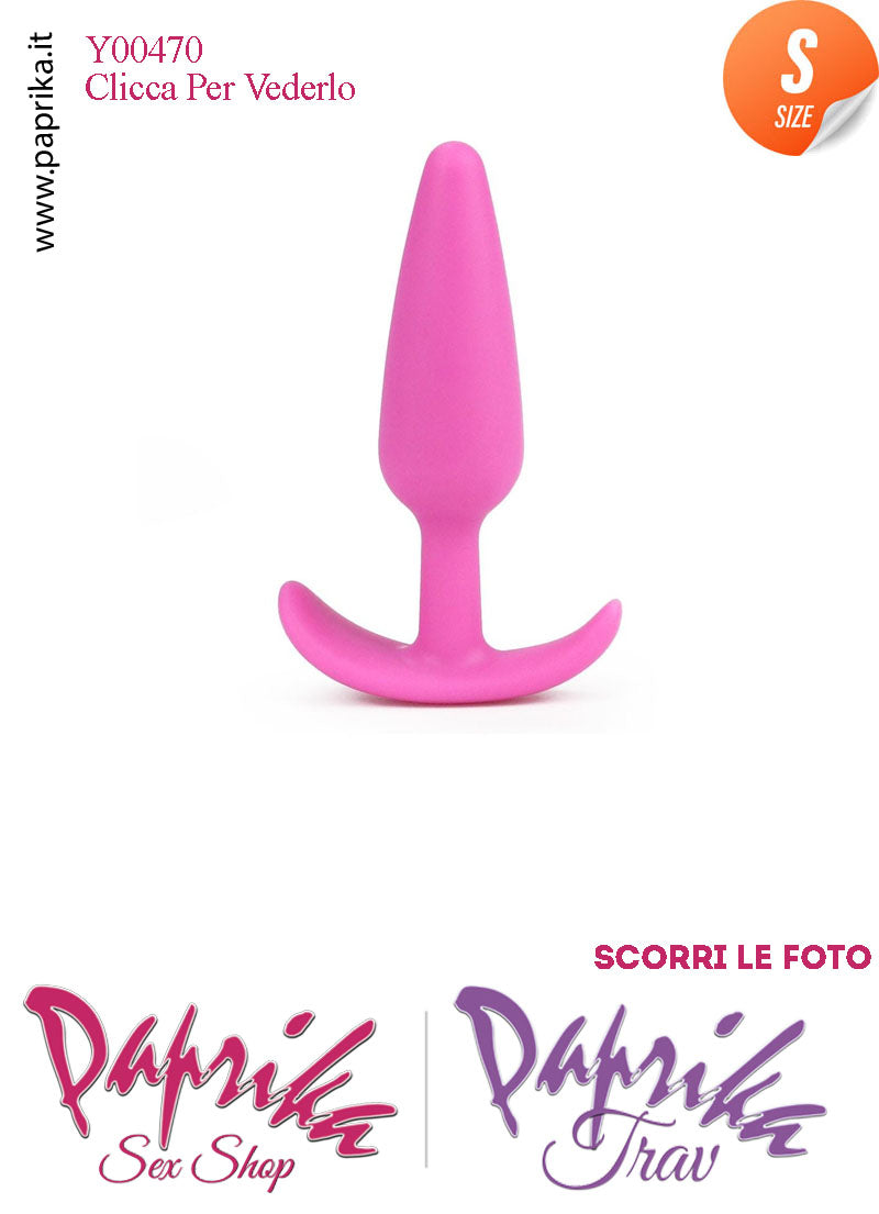 Plug Anale Rosa Small 10 cm Ø 25 Silicone Base Curva Non Vibrante