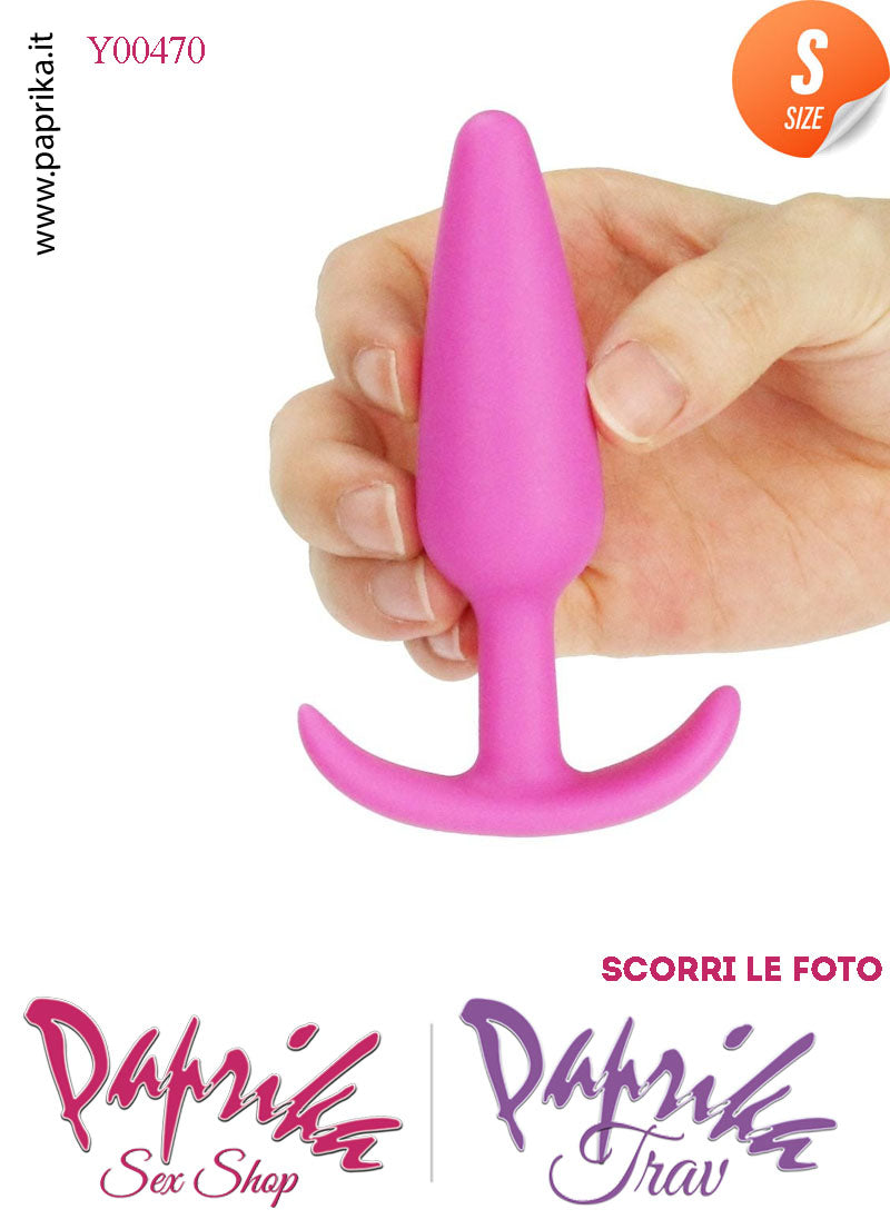 Plug Anale Rosa Small 10 cm Ø 25 Silicone Base Curva Non Vibrante