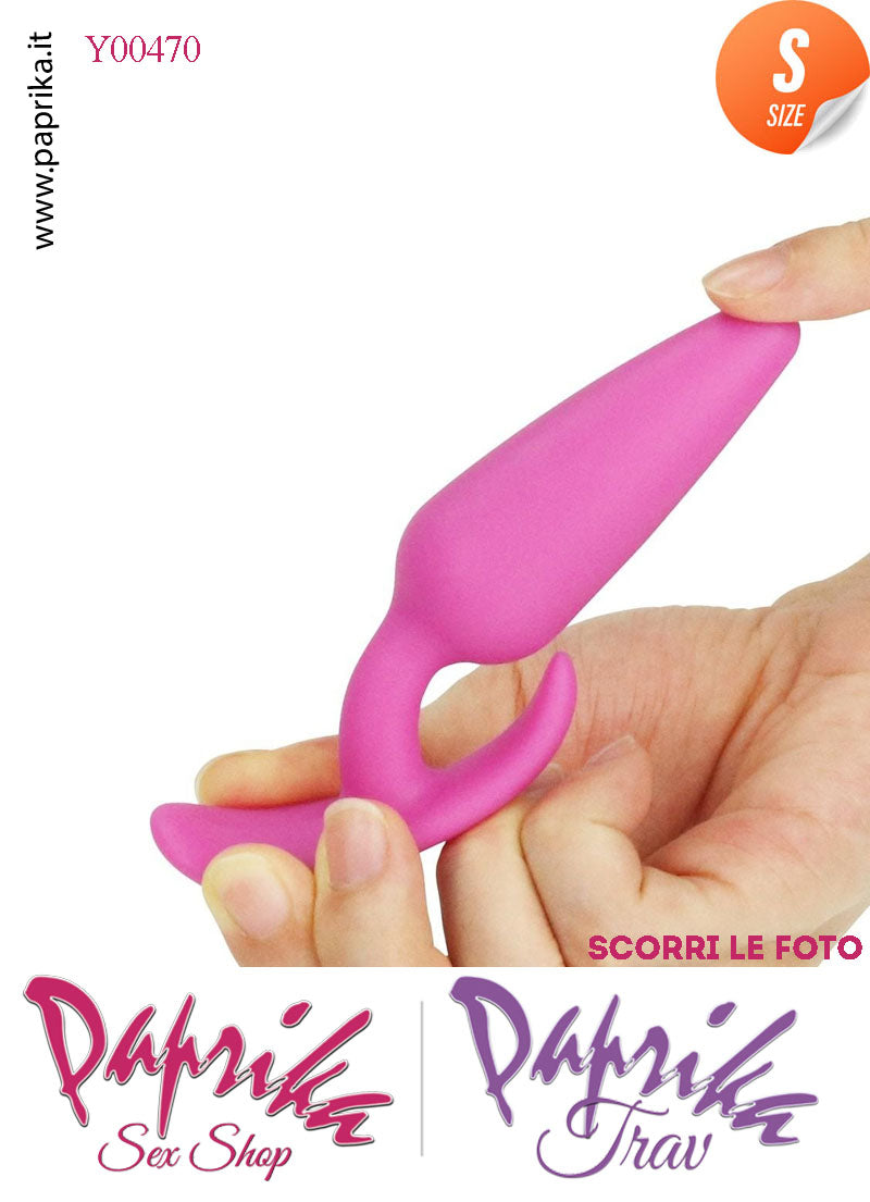 Plug Anale Rosa Small 10 cm Ø 25 Silicone Base Curva Non Vibrante