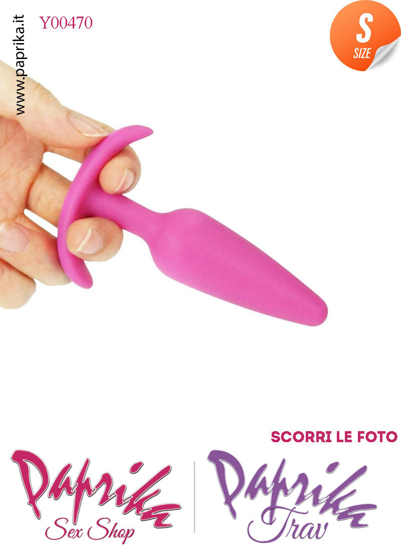 Plug Anale Rosa Small 10 cm Ø 25 Silicone Base Curva Non Vibrante