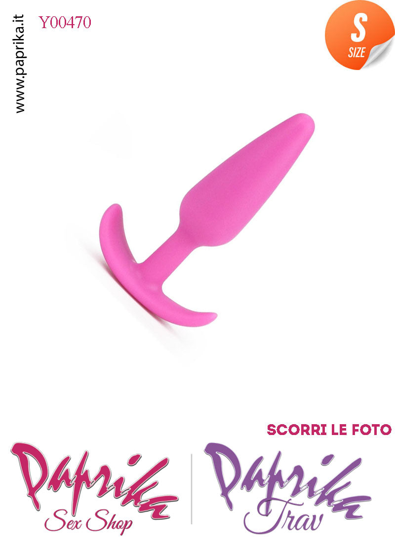 Plug Anale Rosa Small 10 cm Ø 25 Silicone Base Curva Non Vibrante