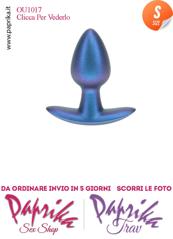 Plug Anale Corto Small 6.5 cm Ø 27 Silicone Blu Base Curva Non Vibrante